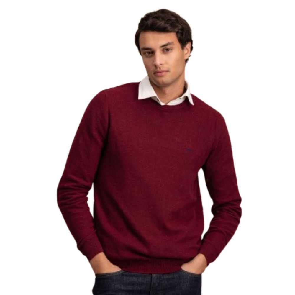 FYNCH HATTON CLASSIC ROUND NECK RUBY RED MEN SWEATER